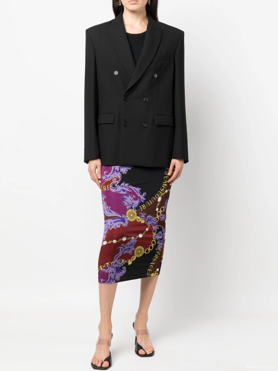 Affordable Women Jeans Couture-print Logo midi Versace skirt Couture 0807